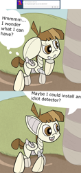 Size: 1200x2532 | Tagged: safe, artist:fillerartist, imported from derpibooru, featherweight, robot, ask, comic, featherbot, featherbot answers, male, roboticization, solo, speech bubble, tumblr