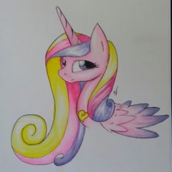 Size: 820x820 | Tagged: safe, artist:girorogirl, imported from derpibooru, princess cadance, female, solo, traditional art