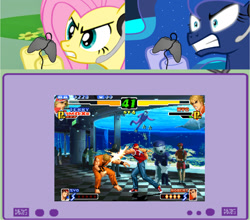 Size: 1163x1024 | Tagged: safe, imported from derpibooru, fluttershy, princess luna, exploitable meme, king of fighters, meme, obligatory pony, tv meme