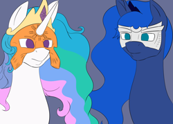 Size: 2450x1750 | Tagged: artist needed, safe, imported from derpibooru, princess celestia, princess luna, korgano, masaka, masaka is waking, mask, star trek, star trek: the next generation