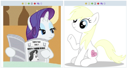 Size: 513x277 | Tagged: safe, artist:seniorpanda, imported from derpibooru, rarity, oc, oc:aryanne, derpibooru, exploitable meme, juxtaposition, juxtaposition win, meme, meta, nazi, newspaper, reaction image, swastika, unamused