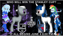 Size: 1024x585 | Tagged: safe, artist:j4lambert, imported from derpibooru, rainbow dash, trixie, pony, equestria girls, bracket, hockey, los angeles, los angeles kings, new york, new york rangers, nhl, stanley cup, stanley cup finals, stanley cup playoffs