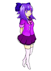 Size: 621x867 | Tagged: safe, artist:daraan81, imported from derpibooru, twilight sparkle, human, clothes, female, humanized, long socks, miniskirt, pixiv, sailor uniform, school uniform, schoolgirl, shirt, skirt, socks, solo, thigh highs