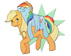 Size: 1004x796 | Tagged: safe, artist:arcticwaters, imported from derpibooru, applejack, rainbow dash, earth pony, pony, unicorn, accessory swap, appledash, female, lesbian, mare, shipping