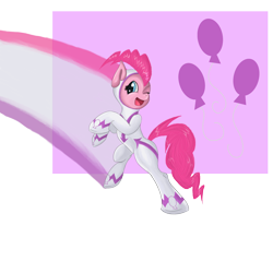 Size: 3000x3000 | Tagged: safe, artist:sonson-sensei, imported from derpibooru, fili-second, pinkie pie, earth pony, pony, power ponies (episode), bipedal, cutie mark, female, mare, one eye closed, open mouth, power ponies, smiling, solo, wink