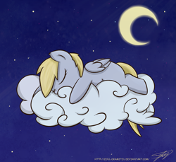 Size: 1927x1768 | Tagged: safe, artist:zortail, imported from derpibooru, derpy hooves, cloud, crescent moon, cute, derpabetes, female, filly, moon, sleeping, solo, transparent moon, younger