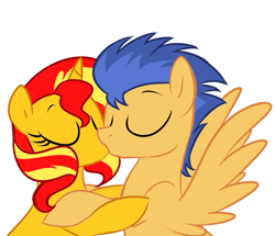 Size: 833x715 | Tagged: safe, artist:marytheechidna, imported from derpibooru, flash sentry, sunset shimmer, pegasus, pony, unicorn, couple, female, flashimmer, kissing, love, male, shipping, straight