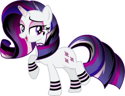 Size: 3886x3000 | Tagged: dead source, safe, artist:theshadowstone, imported from derpibooru, rarity, pony, unicorn, alternate hairstyle, eyeshadow, female, goth, gothic, gothity, mare, open mouth, piercing, ponymania, simple background, solo, tattoo, transparent background, vector