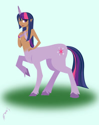 Size: 900x1145 | Tagged: safe, artist:rainekitty, imported from derpibooru, twilight sparkle, centaur, taur, female, ponytaur, solo