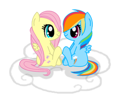 Size: 978x782 | Tagged: safe, artist:torudoesponies, imported from derpibooru, fluttershy, rainbow dash, cloud, cute, female, filly, flutterdash, lesbian, shipping, simple background, transparent background, younger