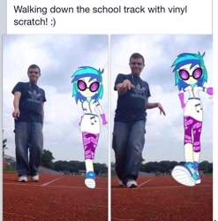 Size: 637x646 | Tagged: safe, imported from derpibooru, dj pon-3, vinyl scratch, human, equestria girls, equestria girls in real life, forever alone, irl, irl human, meme, photo, swag, why