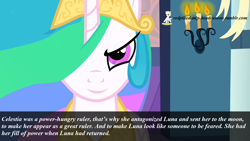 Size: 1280x720 | Tagged: safe, imported from derpibooru, princess celestia, celestia hate, female, meta, redpilled-mlp-headcanons, solo, tyrant celestia