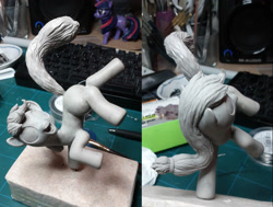 Size: 2877x2176 | Tagged: safe, artist:atryl, artist:the-lag-master, imported from derpibooru, applejack, action pose, craft, irl, sculpture, solo, wip