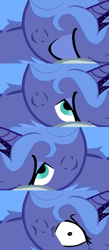 Size: 447x1024 | Tagged: safe, imported from derpibooru, princess luna, pony, bed meme, bedroom eyes, comic, exploitable meme, implied selfcest, meme, morning after, s1 luna, self ponidox, the fun has been doubled, waking up