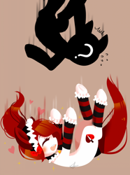 Size: 760x1023 | Tagged: safe, artist:snow angel, imported from derpibooru, oc, oc only, oc:love, anonymous, clothes, cute, falling, pixiv, socks, striped socks, underhoof