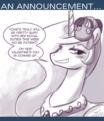 Size: 650x755 | Tagged: safe, artist:johnjoseco, imported from derpibooru, princess celestia, smarty pants, alicorn, pony, ask princess molestia, princess molestia, female, monochrome, solo