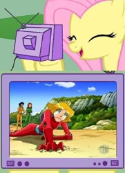 Size: 635x876 | Tagged: safe, imported from derpibooru, fluttershy, alex (totally spies), clover (totally spies), crying, exploitable meme, meme, obligatory pony, sam (totally spies), totally spies, tv meme