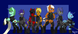 Size: 1024x455 | Tagged: safe, artist:rejzan, imported from derpibooru, oc, oc only, bat pony, earth pony, pegasus, pony, unicorn, special ops