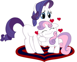 Size: 2465x1962 | Tagged: safe, artist:allukakalluto, imported from derpibooru, rarity, sweetie belle, blank flank, cute, diasweetes, hug