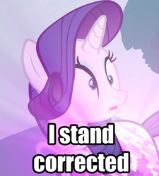 Size: 900x1000 | Tagged: safe, edit, edited screencap, imported from derpibooru, screencap, rarity, it ain't easy being breezies, caption, female, i stand corrected, image macro, solo, text