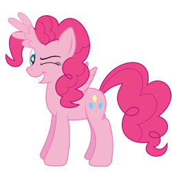 Size: 6000x6000 | Tagged: safe, artist:waveywaves, imported from derpibooru, pinkie pie, alicorn, pony, absurd resolution, alicron, female, misplaced horns, misplaced wing, pinkiecorn, race swap, reverse alicorn, solo, wat, what has science done, xk-class end-of-the-world scenario