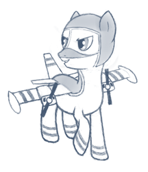 Size: 344x398 | Tagged: safe, artist:alignac, artist:jh, deleted from derpibooru, imported from derpibooru, oc, oc only, oc:hermes, original species, plane pony, pony, cuban 800, grand theft auto, gta v, monochrome, plane, solo