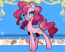 Size: 3000x2400 | Tagged: safe, artist:lolopan, imported from derpibooru, pinkie pie, female, food, happy, looking at you, solo, sweets