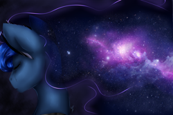 Size: 4500x3000 | Tagged: safe, artist:kobayashi-maruu, imported from derpibooru, princess luna, pony, absurd resolution, bust, ethereal mane, female, galaxy mane, mare, portrait, solo, the cosmos, transparent mane