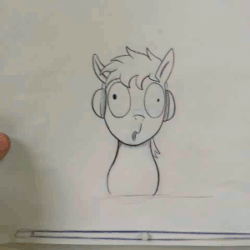 Size: 300x300 | Tagged: safe, artist:pikapetey, imported from derpibooru, oc, oc only, oc:the living tombstone, animated, frame by frame, frame flipping, ink drawing, irl, solo, traditional animation, traditional art