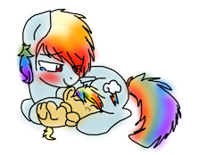 Size: 693x482 | Tagged: safe, artist:arantzitahermoxa, imported from derpibooru, rainbow dash, oc, oc:colorful, baby, foal, offspring, parent:applejack, parent:rainbow blitz, parent:rainbow dash, parents:appledash, rainbow blitz, rule 63, tears of joy