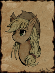 Size: 916x1209 | Tagged: safe, artist:dreamingnoctis, imported from derpibooru, applejack, bust, female, solo