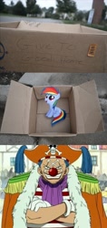 Size: 1320x2796 | Tagged: safe, imported from derpibooru, rainbow dash, pegasus, pony, buggy the clown, dashie meme, evil people finding dash meme, exploitable meme, meme, one piece