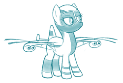 Size: 929x631 | Tagged: safe, artist:alignac, artist:jh, deleted from derpibooru, imported from derpibooru, oc, oc only, original species, plane pony, pony, mil v-12, monochrome, plane, solo