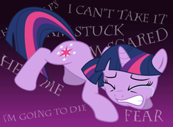 Size: 835x616 | Tagged: safe, imported from derpibooru, twilight sparkle, angst, anxiety, crying, female, panic, panic attack, solo, twilighting, wrong