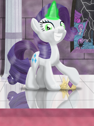 Size: 1937x2593 | Tagged: safe, artist:evil-dec0y, imported from derpibooru, rarity, inspiration manifestation, bad end, corrupted, crown, female, inspirarity, possessed, solo