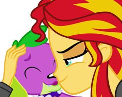 Size: 1262x1000 | Tagged: safe, artist:masem, artist:secret-asian-man, artist:serendipony, edit, hundreds of users filter this tag, imported from derpibooru, spike, sunset shimmer, dog, equestria girls, bestiality, crack shipping, cute, female, interspecies, kissing, male, shipping, show accurate, simple background, spike the dog, straight, sunsetspike, transparent background