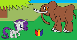 Size: 1205x633 | Tagged: safe, artist:killerbug2357, imported from derpibooru, rarity, elephant, 1000 hours in ms paint, duo, ms paint