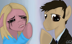 Size: 1725x1053 | Tagged: safe, artist:qemma, imported from derpibooru, doctor who, duo, ponified, ponified tenrose, rose tyler, tenth doctor, the doctor