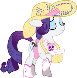 Size: 889x903 | Tagged: safe, artist:rainbow-dash-2014, imported from derpibooru, rarity, basket, boots, cowboy hat, cowgirl, female, gun, hat, holster, revolver, rhinestone rarihick, solo, stetson, weapon