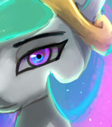 Size: 420x476 | Tagged: safe, artist:grissaecrim, artist:raikoh, imported from derpibooru, princess celestia, close-up, extreme close up, extreme close-up, female, pixelated, portrait, solo