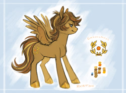 Size: 900x665 | Tagged: safe, artist:kittiara, imported from derpibooru, oc, oc only, oc:golden laurel, pegasus, pony, reference sheet, solo