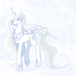 Size: 900x900 | Tagged: safe, artist:dreamhazemaster, imported from derpibooru, princess celestia, female, monochrome, solo