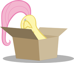 Size: 7009x6000 | Tagged: safe, artist:cheesefaceman1, imported from derpibooru, fluttershy, absurd resolution, box, butt, female, flutterbox, mystery box of plot importance, plot, simple background, solo, transparent background, vector