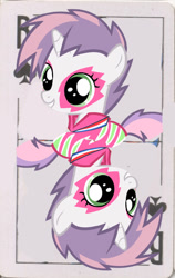 Size: 322x509 | Tagged: safe, artist:jbond, deleted from derpibooru, imported from derpibooru, sweetie belle, the show stoppers, clothes, game cards, playing card, russian, show stopper outfits, solo