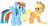 Size: 900x462 | Tagged: safe, artist:jbond, imported from derpibooru, applejack, rainbow dash, earth pony, pegasus, pony, duo, female, horseshoes, mare, raised hoof, scene interpretation, simple background, white background