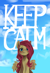 Size: 1764x2560 | Tagged: safe, artist:facerenon, imported from derpibooru, fluttershy, female, keep calm, looking at you, meme, poster, solo