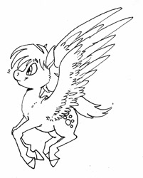 Size: 504x627 | Tagged: safe, artist:tod, imported from derpibooru, derpy hooves, pegasus, pony, female, mare, monochrome, solo