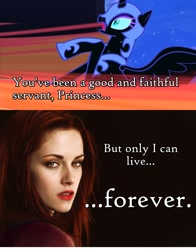 Size: 939x1200 | Tagged: safe, imported from derpibooru, nightmare moon, antagonist, bella swan, betrayal, crossover, harry potter, harry potter (series), image macro, meme, quote, twilight (series)