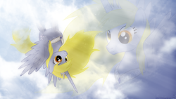 Size: 1920x1080 | Tagged: safe, artist:mithandir730, artist:replaymasteroftime, imported from derpibooru, derpy hooves, alicorn, pony, alicornified, derpicorn, female, race swap, solo, upside down, wallpaper