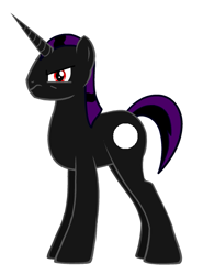 Size: 435x589 | Tagged: safe, imported from derpibooru, oc, oc only, oc:malevolence, pony, unicorn, pony creator, description is relevant, donut steel, grumpy, hole, order, red eyes, solo, spirit